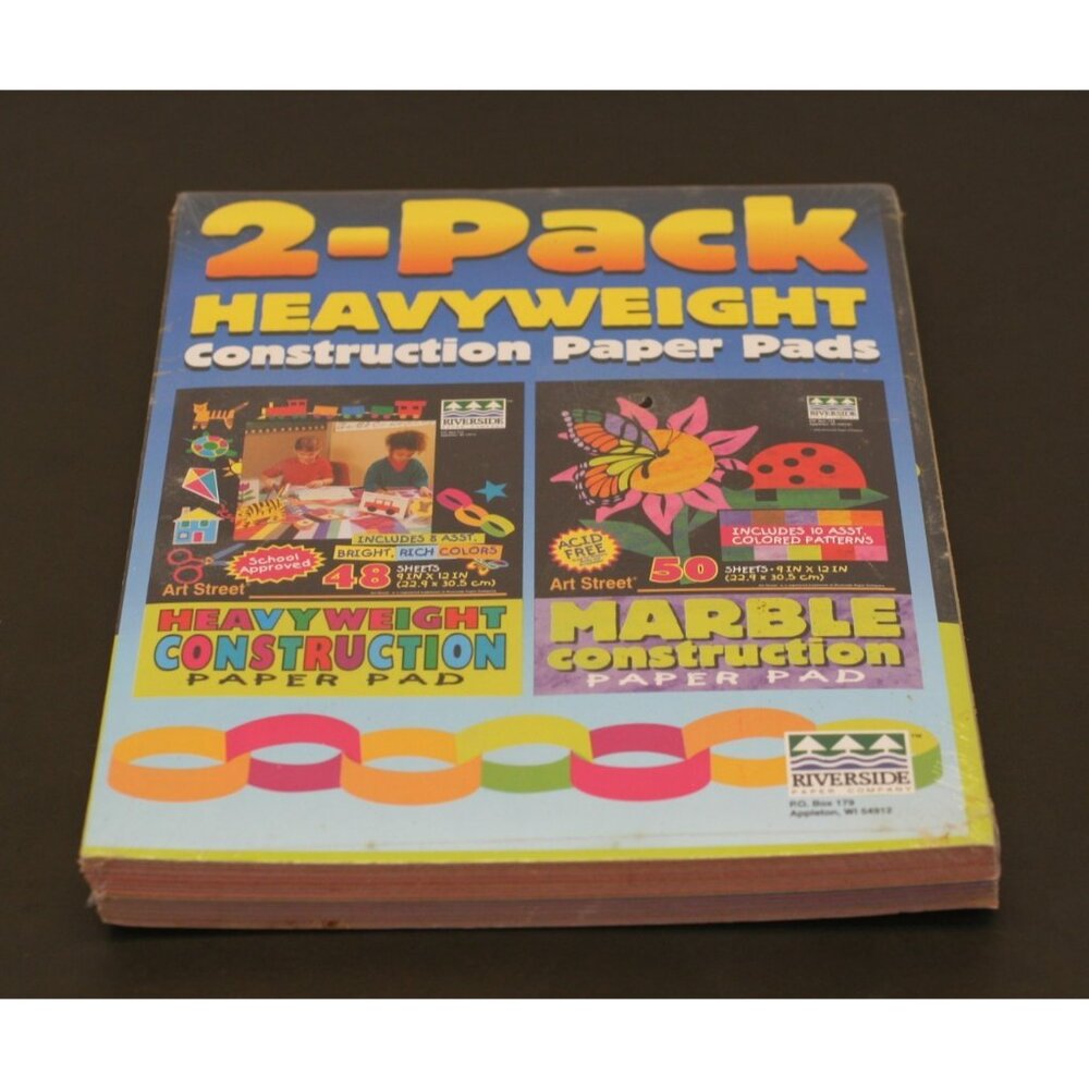 Riverside Art Street 2-Pack Heavyweight Construction Paper Pads 9x12 NOS Sealed